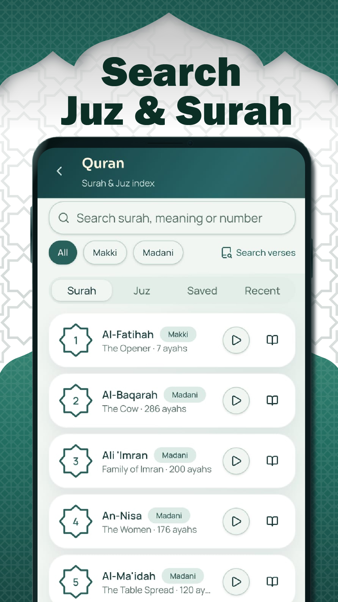 Al Quran Surah and Juz search artwork