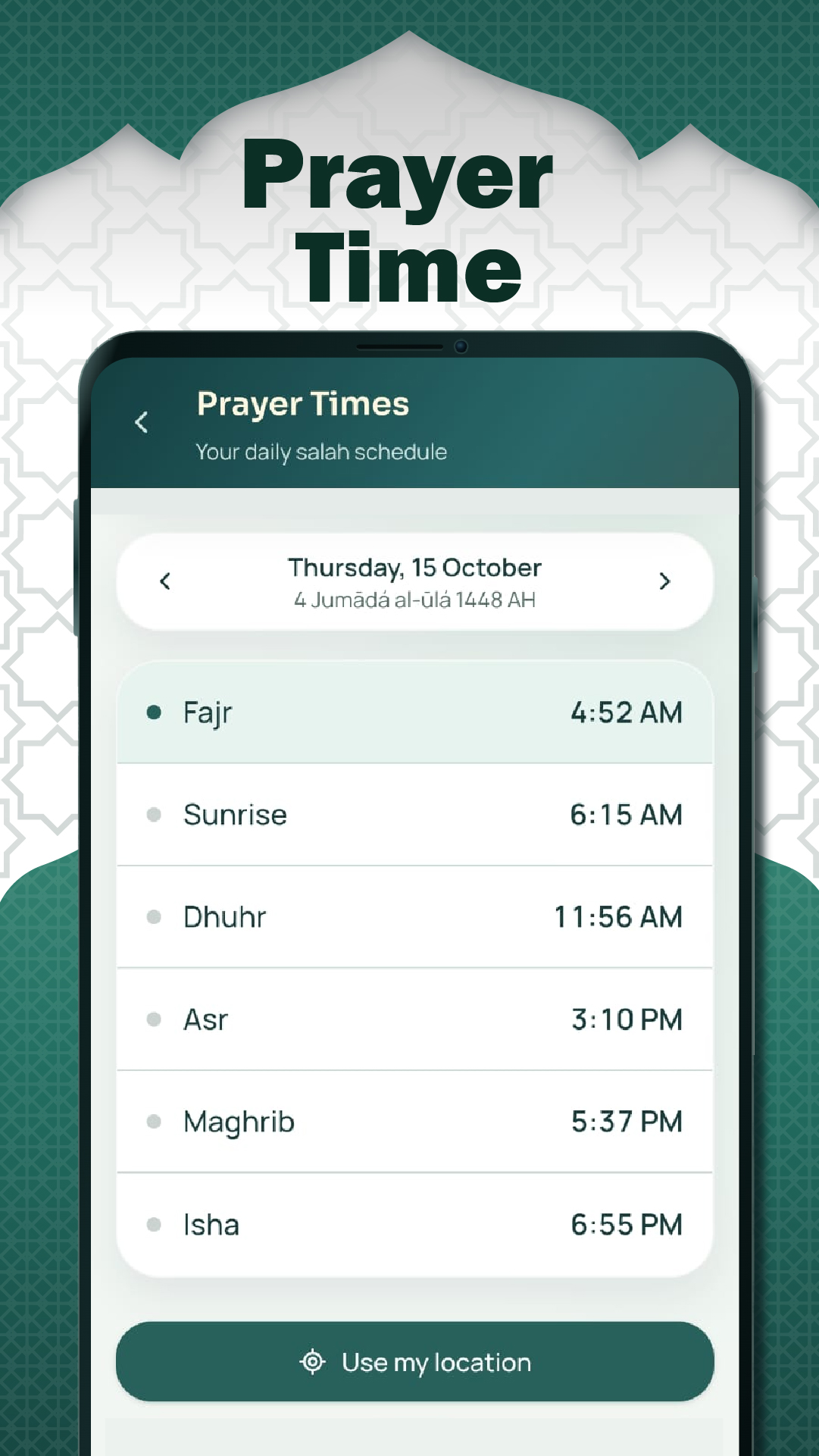 Al Quran local prayer times artwork